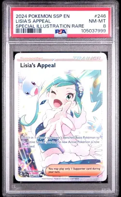 NM-MINT 2024 Pokemon SSP EN Surging Sparks Lisia's Appeal 246 SIR PSA 8 - Image 1