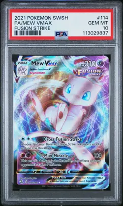 2021 POKEMON SWORD & SHIELD FUSION STRIKE #114 FULL ART/MEW VMAX PSA 10 - Image 1