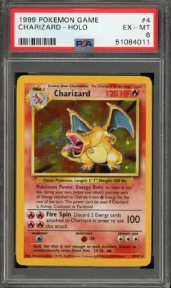 1999 Pokemon Base Set Unlimited #4 Charizard-Holo PSA 6 - Image 1