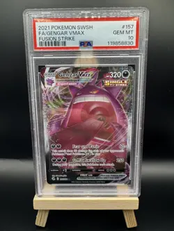 2021 Pokemon SW&SH Fusion Strike Gengar VMax Full Art PSA 10 Gem Mint #157/264 - Image 1