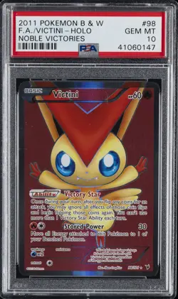 2011 POKEMON B&W NOBLE VICTORIES #98 FULL ART/VICTINI PSA 10 - Image 1