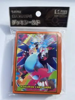 Japanese Pokemon Center - Mega Charizard X 64 Deck Card Sleeves - Brand New - Image 1