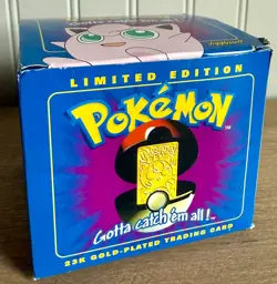 Vtg. Pokemon 1999 Burger King Jigglypuff SEALED 24K Gold Plated Trading Card - Image 1