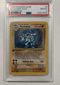 1999 POKEMON BASE SET 1ST EDITION #8 MACHAMP-HOLO PSA 8 - Image 1