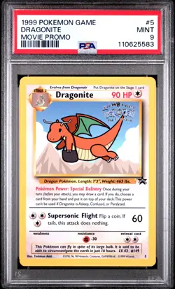 1999 POKEMON GAME MOVIE PROMO #5 DRAGONITE PSA 9 - Image 1