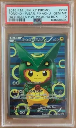 2016 Pokemon Japanese XY Promo Rayquaza #230 Poncho Pikachu PSA 10 - Image 1