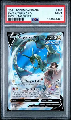2021 POKEMON SWORD & SHIELD EVOLVING SKIES #194 FULL ART/RAYQUAZA V PSA 9 - Image 1
