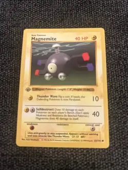 Magnemite 53/102 Base Set 1st Edition Shadowless Vintage Pokemon TCG Card - Image 1