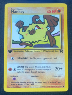 Mankey 61/82 1st Edition Team Rocket Pokemon Card NM - Image 1