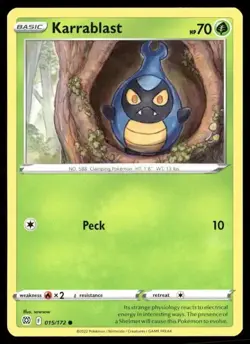 2022 Brilliant Stars Set Pokemon Card 015 Karrablast NM - Image 1
