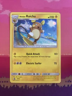 Pokemon Card Alolan Raichu SM65 Holo Rare Black Star Promo Near Mint - Image 1