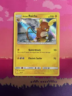 Pokemon Card Alolan Raichu Trainer Kit Lycanric Holo 30/30 Near Mint - Image 1