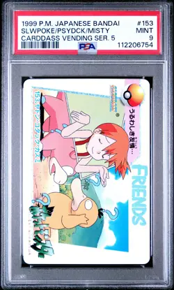 1999 POKEMON JPN BANDAI CARDDASS VENDING SER 5 #153 MISTY/PSYDUCK/SLOWPOKE PSA 9 - Image 1