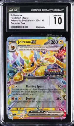 2025 POKEMON PRISMATIC EVOLUTIONS SURPRISE BOX JOLTEON EX CGC 10 GEM MINT - Image 1
