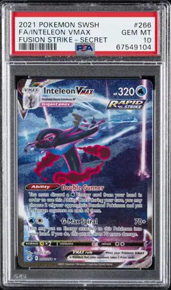 2021 POKEMON SWORD & SHIELD FUSION STRIKE SECRET FULL ART/INTELEON VMAX PSA 10 - Image 1