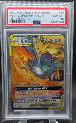 2019 Pokemon Sun & Moon Moltres Zapdos Articuno GX Hidden Fates 44/68 PSA 10 - Image 1
