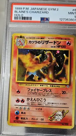 1999 Pokemon Japanese GYM 2 Blaine's CHARIZARD HOLO # 6. With Swirls PSA-9 - Image 5