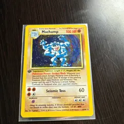 1st Edition Machamp 8/102 Base Set Holo Rare Vintage 1999 Pokemon Card TCG - Image 1