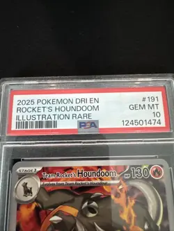 Team Rocket's Houndoom 191, Pokemon Destined Rivals Illustration Rare PSA 10 - Image 2