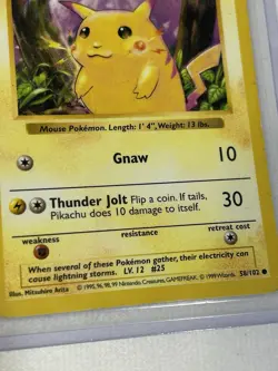 Pokemon 1999 Pikachu Card 58 / 102 Shadowless Red Cheeks - Image 2