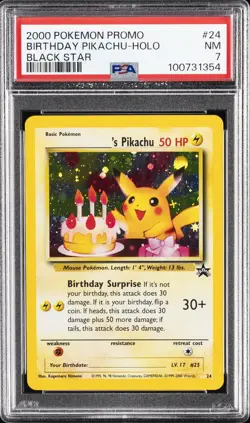 2000 POKEMON PROMO BLACK STAR #24 BIRTHDAY PIKACHU-HOLO PSA 7 - Image 1