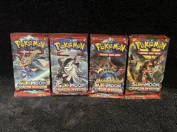 X4 New & sealed Pokemon Sun & Moon Crimson Invasion booster packs - Image 1