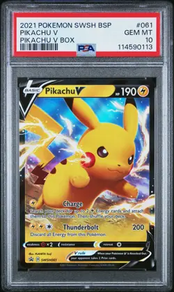 2021 POKEMON SWSH BLACK STAR PROMO PIKACHU V BOX #061 PIKACHU V PSA 10 - Image 1