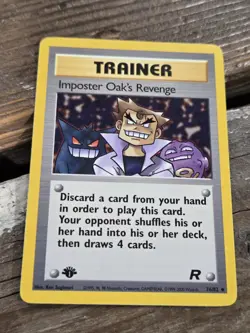 NM Imposter Oak's Revenge 76/82 1st Edition Team Rocket Pokemon 2000 - Image 1