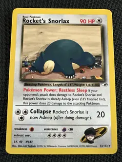 Pokemon TCG - Gym Heroes - Rocket's Snorlax 33/132 Vintage Wizards of The Coast - Image 1
