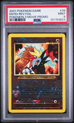 2001 POKEMON GAME MOVIE POKEMON 3 MOVIE PROMO #34 ENTEI-REVERSE FOIL PSA 9 - Image 1