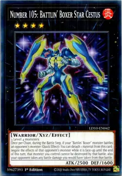 Number 105: Battlin' Boxer Star Cestus #LD10-EN042 Yugioh Lightly played 1st - Image 1