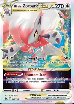 Hisuian Zoroark VSTAR 147/196 Full Art NM Lost Origin Pokemon Card - Image 1