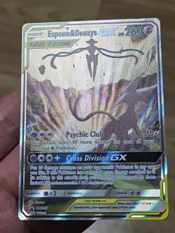 NM Pokemon Cards Espeon & Deoxys GX SM240 Full Art Black Star Promo TCG Tag Team - Image 2