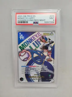 PSA 9 Monkey D. Luffy Dodgers × One Piece Night Promo EB02-010 EN Leader Card OP - Image 1