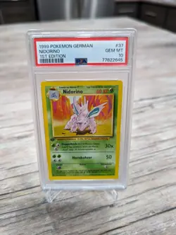 German PSA 10 Nidorino 1st edition Base Set #37. Gem Mint 1999 WotC Pokemon card - Image 1