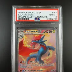PSA 8 Salamence ex 187/159 Pokemon Journey Together Holo Graded Card - Image 2