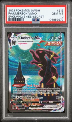 2021 POKEMON SWORD & SHIELD EVOLVING SKIES SECRET FULL ART/UMBREON VMAX PSA 10 - Image 1