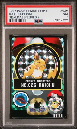 1997 POCKET MONSTERS SEALDASS SER 2 #026 RAICHU-PRISM PSA 7 - Image 1