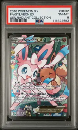 2016 POKEMON XY GENERATIONS RADIANT COLL #RC32 FULL ART/SYLVEON EX PSA 8 - Image 1