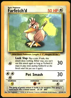 Pokemon - Base Set Farfetch'd 1999 27/102 Uncommon - Image 1