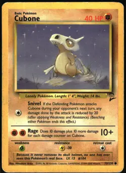 Pokemon - Base Set Cubone 2000 70/130 Common - Image 1