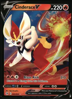 Pokemon - Fusion Strike Cinderace V 2010 043/264 Ultra Rare - Image 1