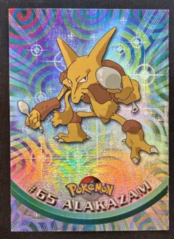 1999 Topps Pokemon TV Series 1 Alakazam #65 Rainbow Foil Black Logo - NM/LP - Image 1