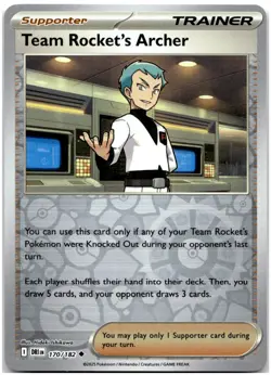 Team Rocket's Archer 170/182 Reverse Holo SV10: Destined Rivals Pokemon Card NM - Image 1