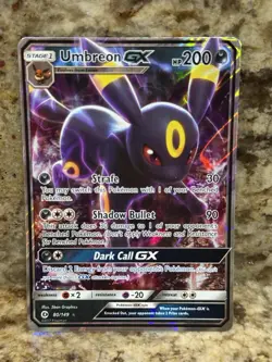 Umbreon GX Card 80/149 Sun & Moon Base Set Ultra Rare SM Holo Light Play LP - Image 1