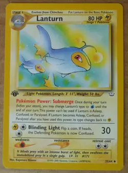 Lanturn 32/64 1st Edition Uncommon Non-Holo Neo Revelation Pokemon Card NM/LP - Image 1