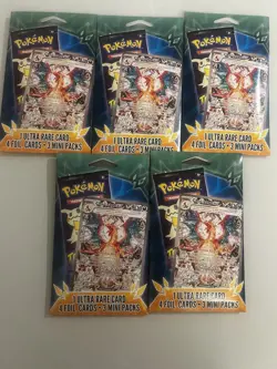 Pokemon mini Pack 3 Packs 1 Ultra Rare 4 Foil Cards x5 - Image 1
