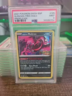 PSA 9 - Pokemon Card Promo #SWSH125 - GALARIAN MOLTRES (holo) PreRelease - MINT - Image 1