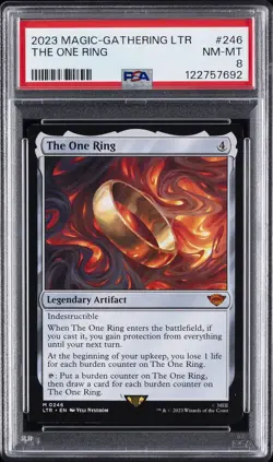 2023 MTG TALES OF MIDDLE-EARTH #246 THE ONE RING PSA 8 - Image 1