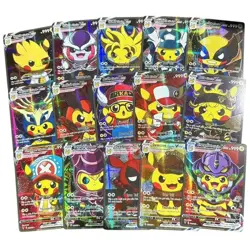 New 55PCS Pokemon Anime Holographic Cards Pikachu Characters Cosplay English - Image 2